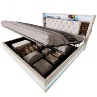 POLSTERBETT 180x200 cm in Beige mit LED-Beleuchtung, Bettkasten und USB-Anschlüssen - Beige, Textil (180/200cm) - IVMEU