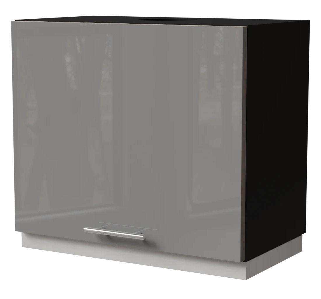 WRASENSCHRANK Essen W8/60 Grau Hochglanz / Schwarz Matt 60 / 32,5 / 50cm - Schwarz/Grau, Holz/Holzwerkstoff (60/50/32.5cm) - Feldmann-Wohnen