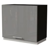 WRASENSCHRANK Essen W8/60 Grau Hochglanz / Schwarz Matt 60 / 32,5 / 50cm - Schwarz/Grau, Holz/Holzwerkstoff (60/50/32.5cm) - Feldmann-Wohnen