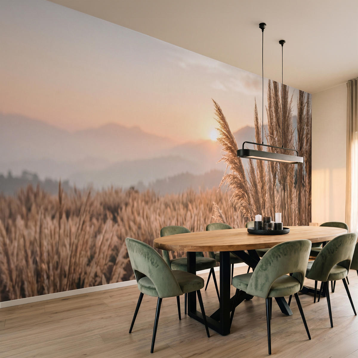 TAPETE - Gras - Feld - Sonne - Natur - 500x200 cm - Sandfarben, Papier (500/200cm) - OnlyWow