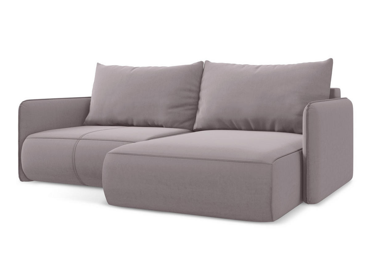 ECKSOFA mit Schlaffunktion Samt Stoff Violett - Lila/Flieder, Kunststoff/Textil (207/148cm) - Makamii