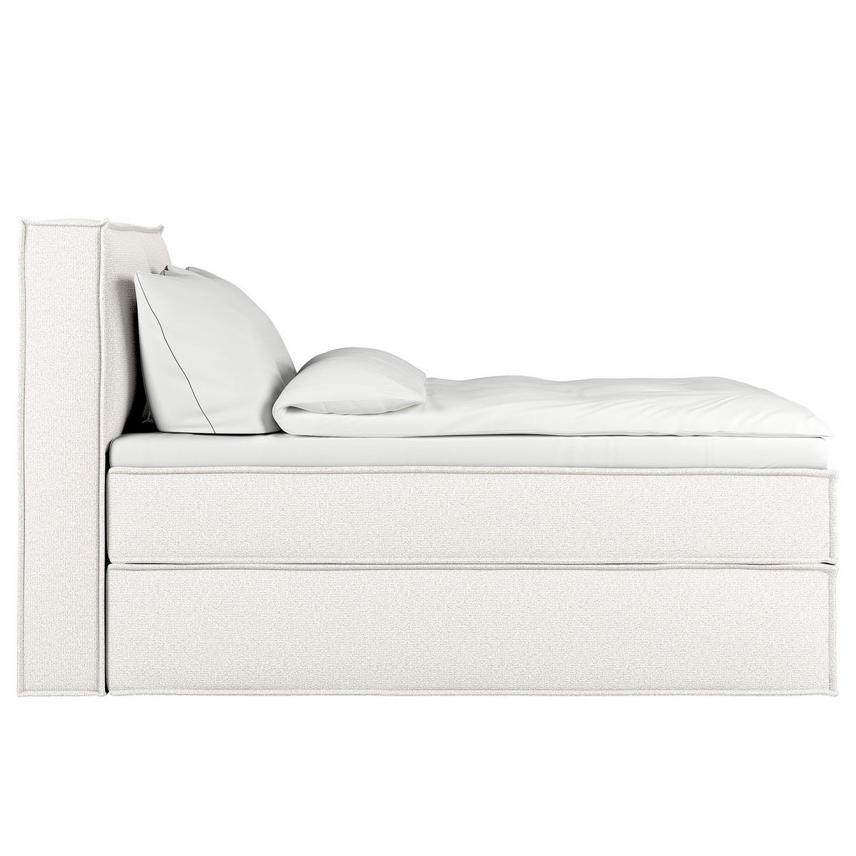 BOXSPRINGBETT mit Kopfteil - Premium - Weiß, Textil (160/200cm) - home24