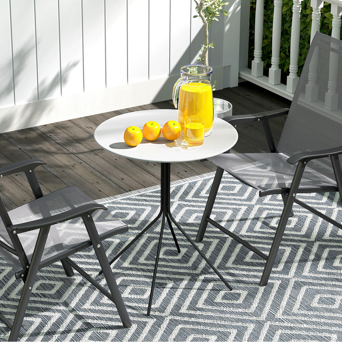 BEISTELLTISCH GARTEN Dunkelgrau Stahl Rund 60/60/71 cm - Dunkelgrau, Metall (60/60/71cm) - PANGIVO