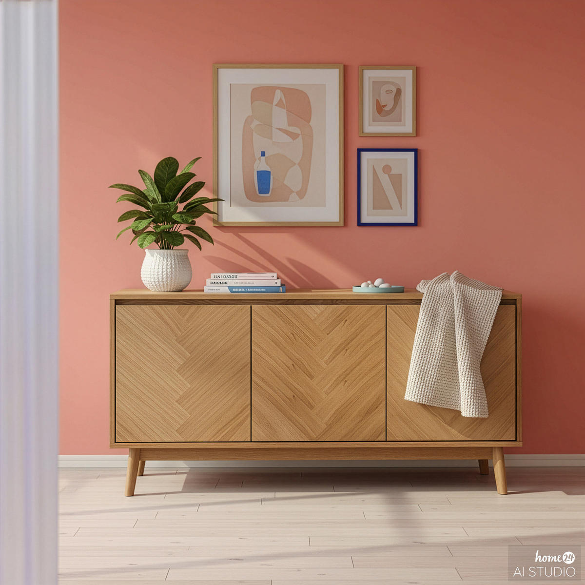 FURNIERTES SIDEBOARD - Eiche - Braun, Eichenholz/Holz (150/75/40cm) - home24