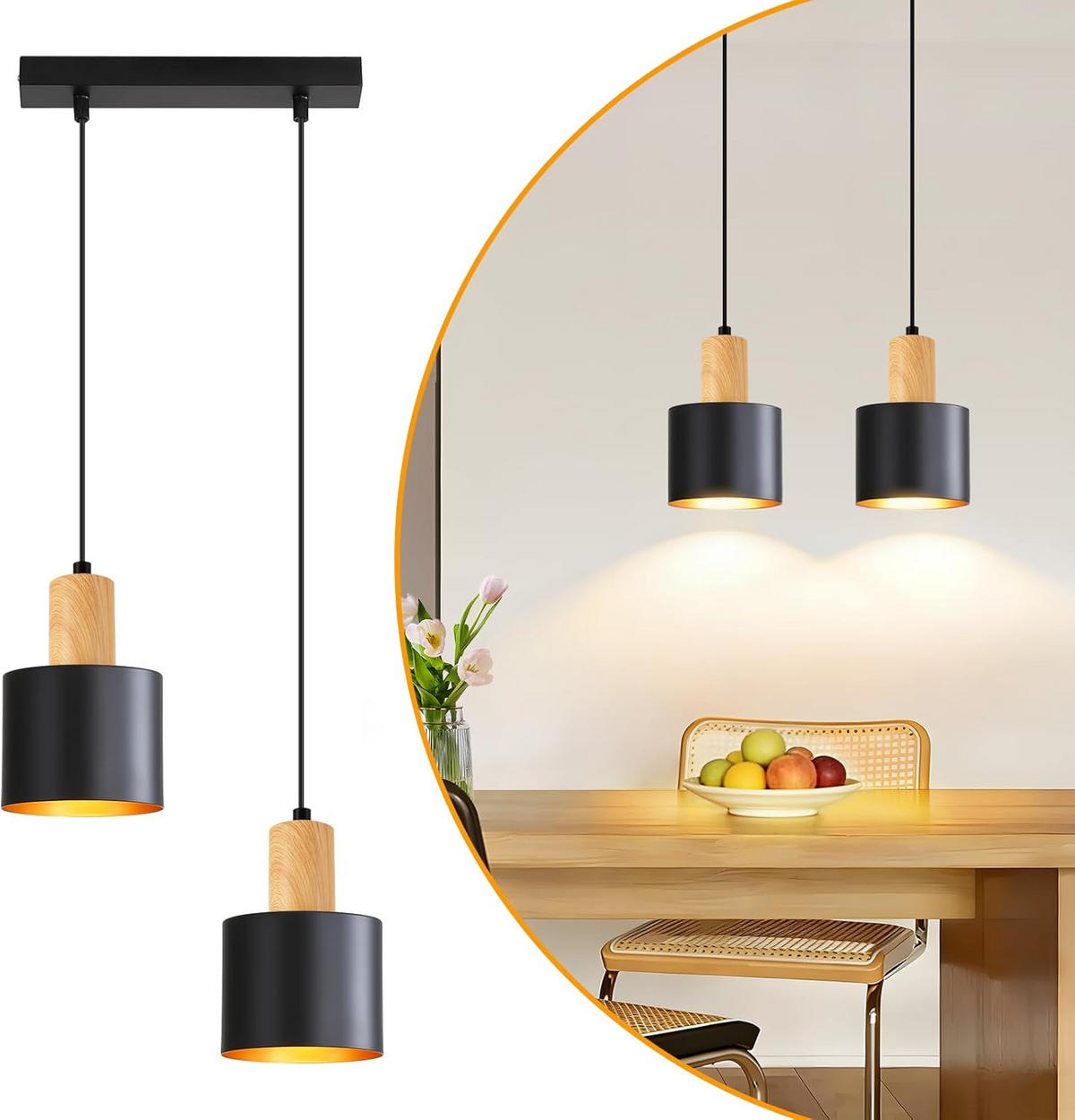 LED PENDELLEUCHTE COLE Ⅲ 30/30/174 cm - Schwarz, Metall (30/30/174cm) - Nettlife