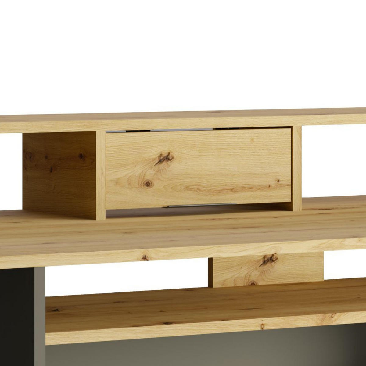 SCHREIBTISCH Graphit, Eiche Artisan 160/91,45/70 - Eiche Artisan, Holzwerkstoff (70/160/91cm) - RAUMHIRSCH FURNITURE