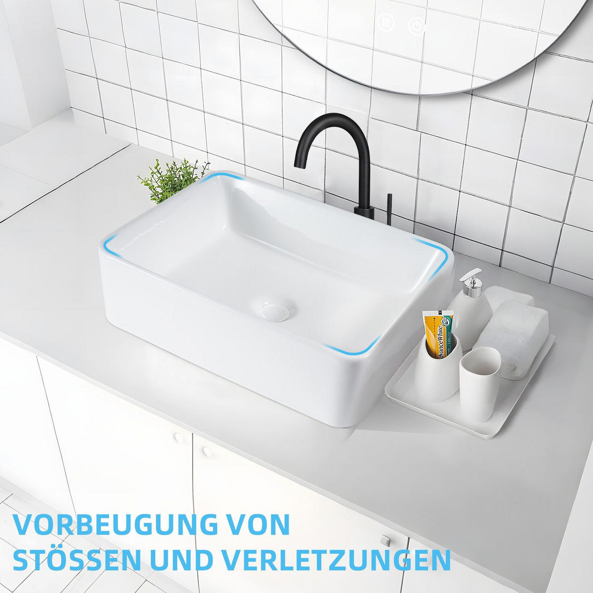 WASCHBECKEN Baunach II 48/37/13.5cm - Weiß, Keramik (37/13.5/48cm) - Nettlife