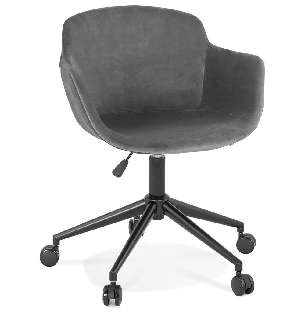 BÜROSTUHL Samt mit Rollen, 360° drehbar und höhenverstellbar PILANO, Anthrazit 54x59x80 cm - Anthrazit/Schwarz, Textil/Metall (59/80/54cm) - KADIMA DESIGN