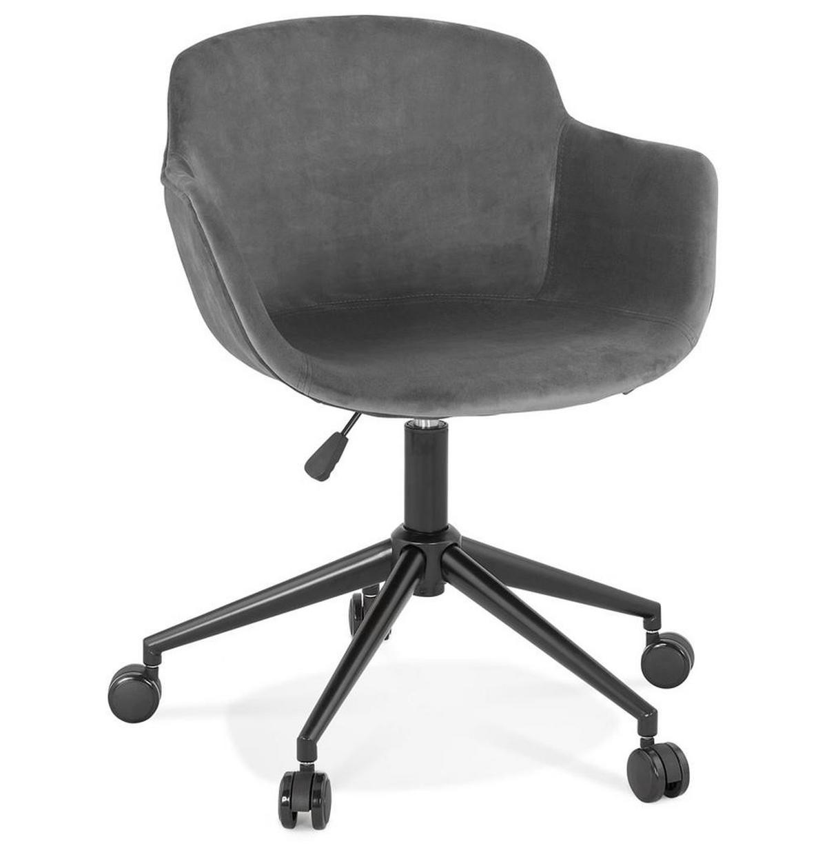 BÜROSTUHL Samt mit Rollen, 360° drehbar und höhenverstellbar PILANO, Anthrazit 54x59x80 cm - Anthrazit/Schwarz, Textil/Metall (59/80/54cm) - KADIMA DESIGN
