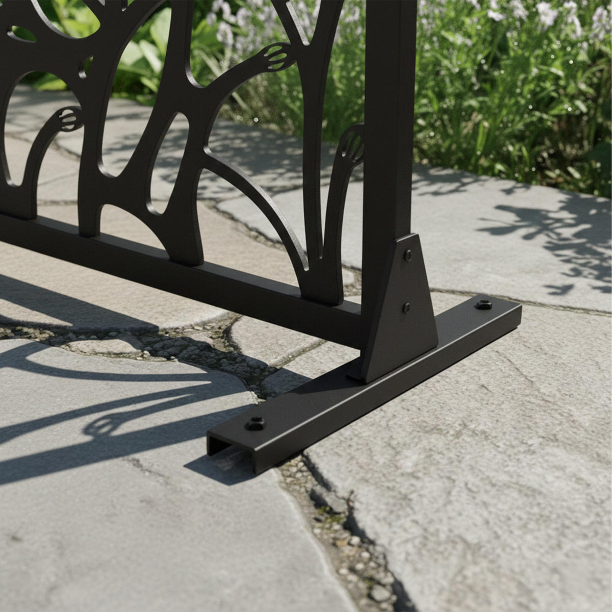 SICHTSCHUTZ Schwarz Metall Rankenmotiv - Schwarz, Metall (115/183cm) - Relaxdays