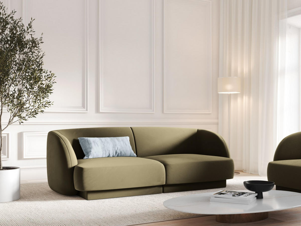 SOFA Miley aus Samt grün 2 Sitzplätze - Grün, Textil (90/70/180cm) - Micadoni