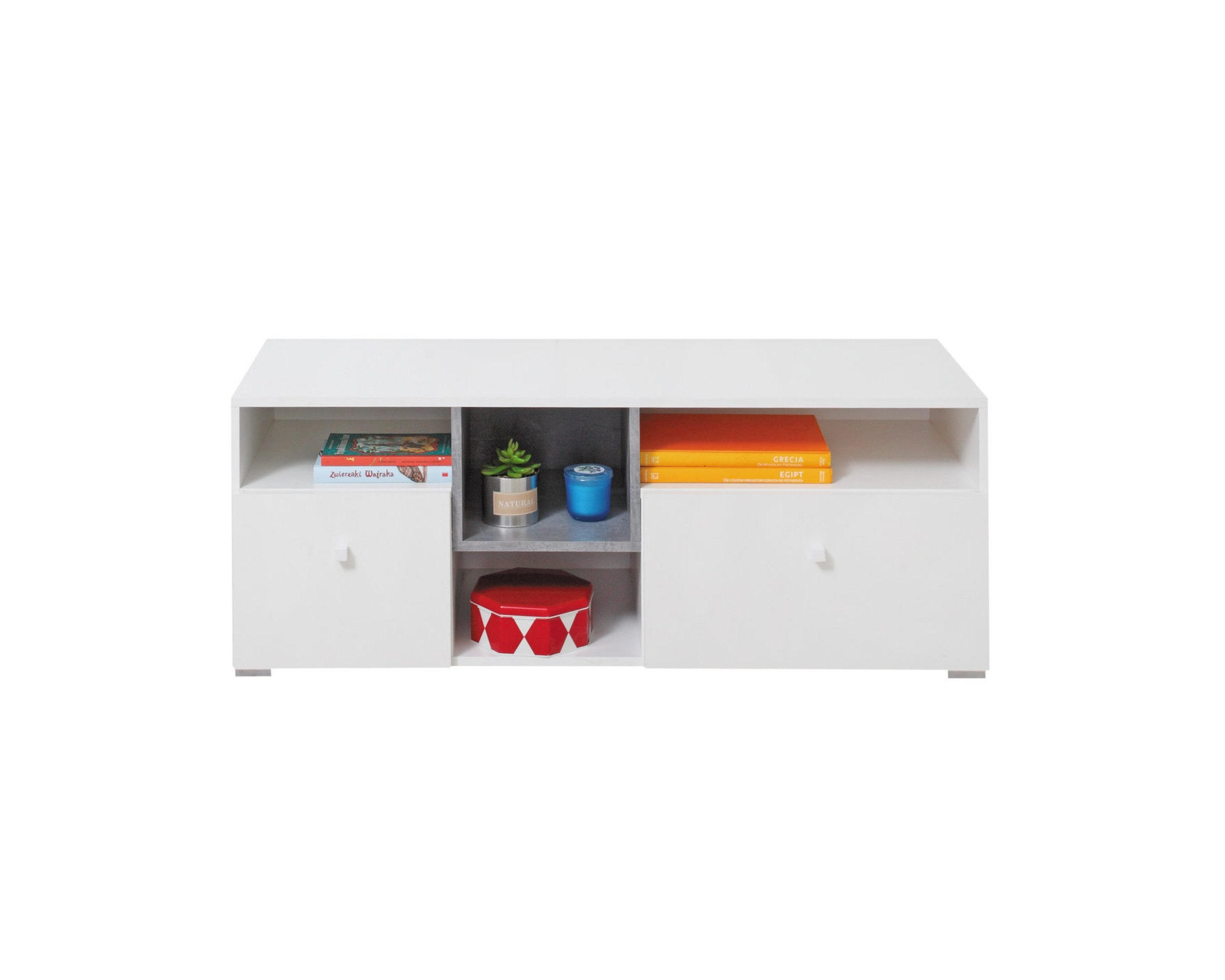 Deine Möbel 24 Tv-Lowboard Weiß, Grau 120x45x45 cm