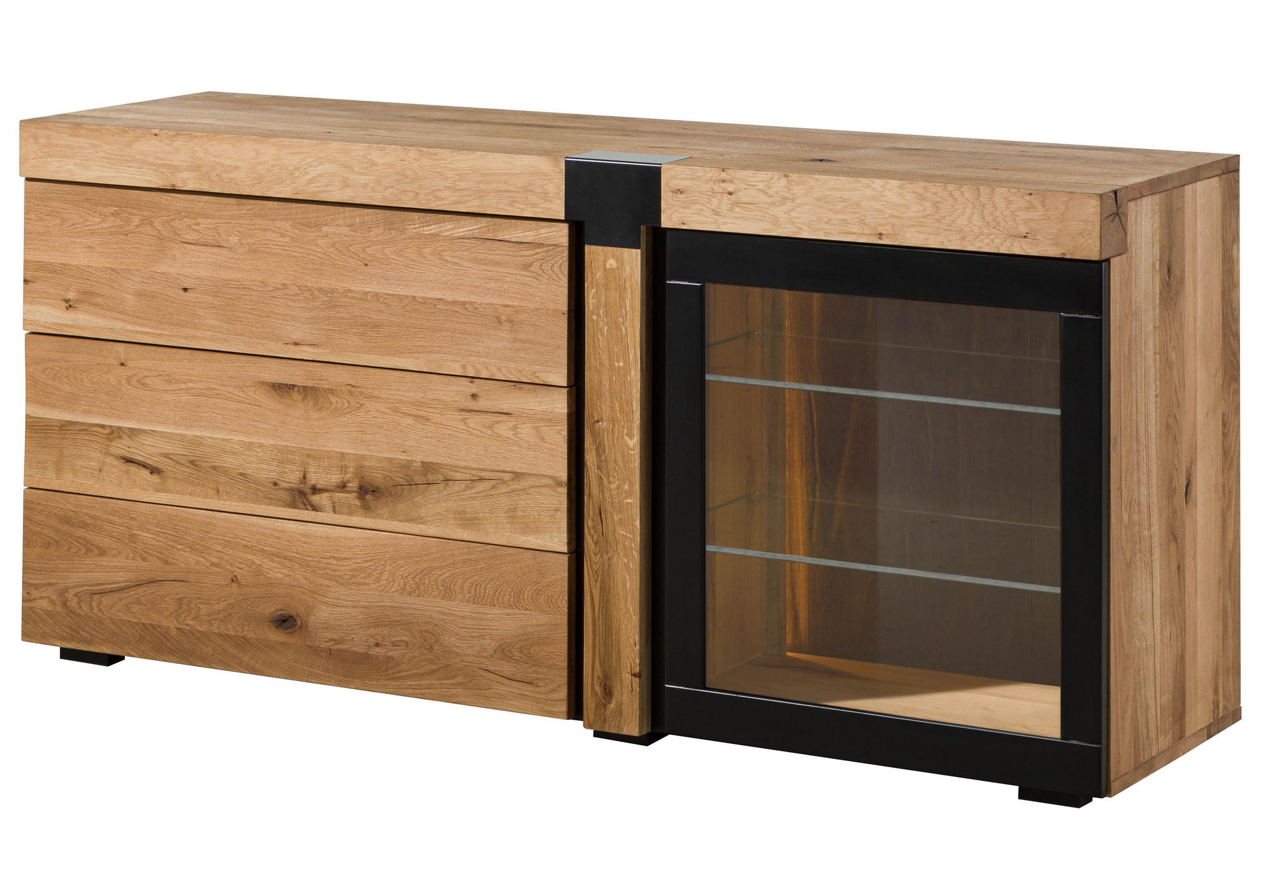 SIDEBOARD Wildeiche 161x45x75 natur geölt ROTTERDAM #116 - Braun, Holz (161/75/45cm) - Massivmoebel24