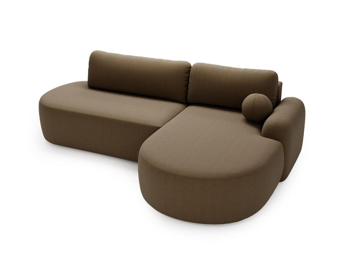 ECKSOFA Aurio O Bouclé-Stoff Braun Rechts - Braun, Holz/Textil (271/177cm) - Graingold