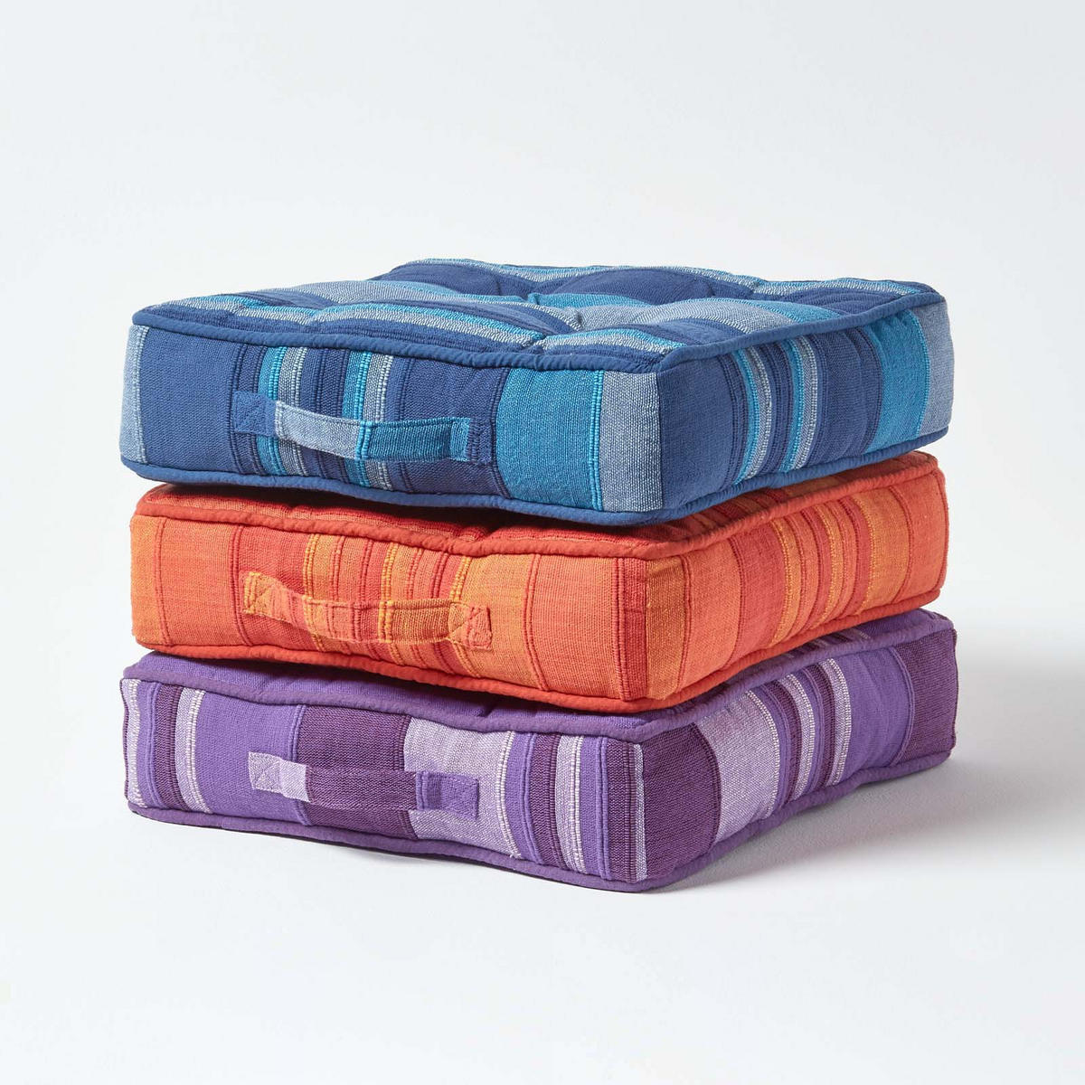 SITZKISSEN Morocco blau gestreift 40/40/8 cm - Blau, Textil (40/40/8cm) - Homescapes