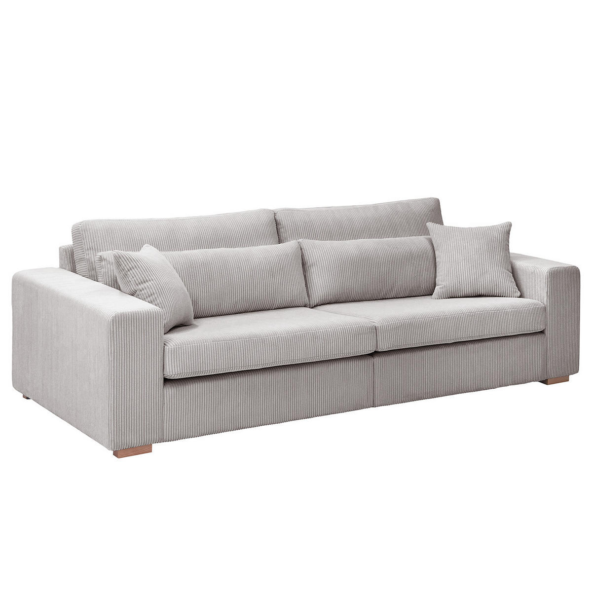 BIG-SOFA - Buchefarben/Hellgrau, Holz/Buchenholz (254/85/104cm) - home24