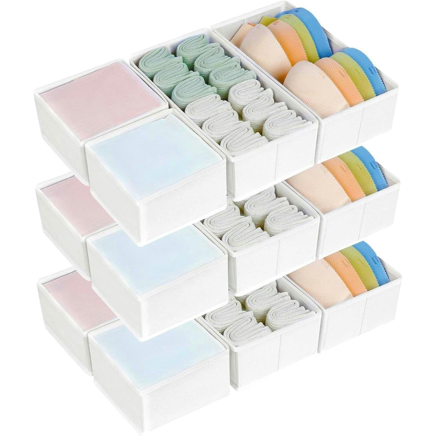 SCHUBLADEN Organizer 12-teiliges Set Weiß - Multicolor, Textil (15/9/30cm)