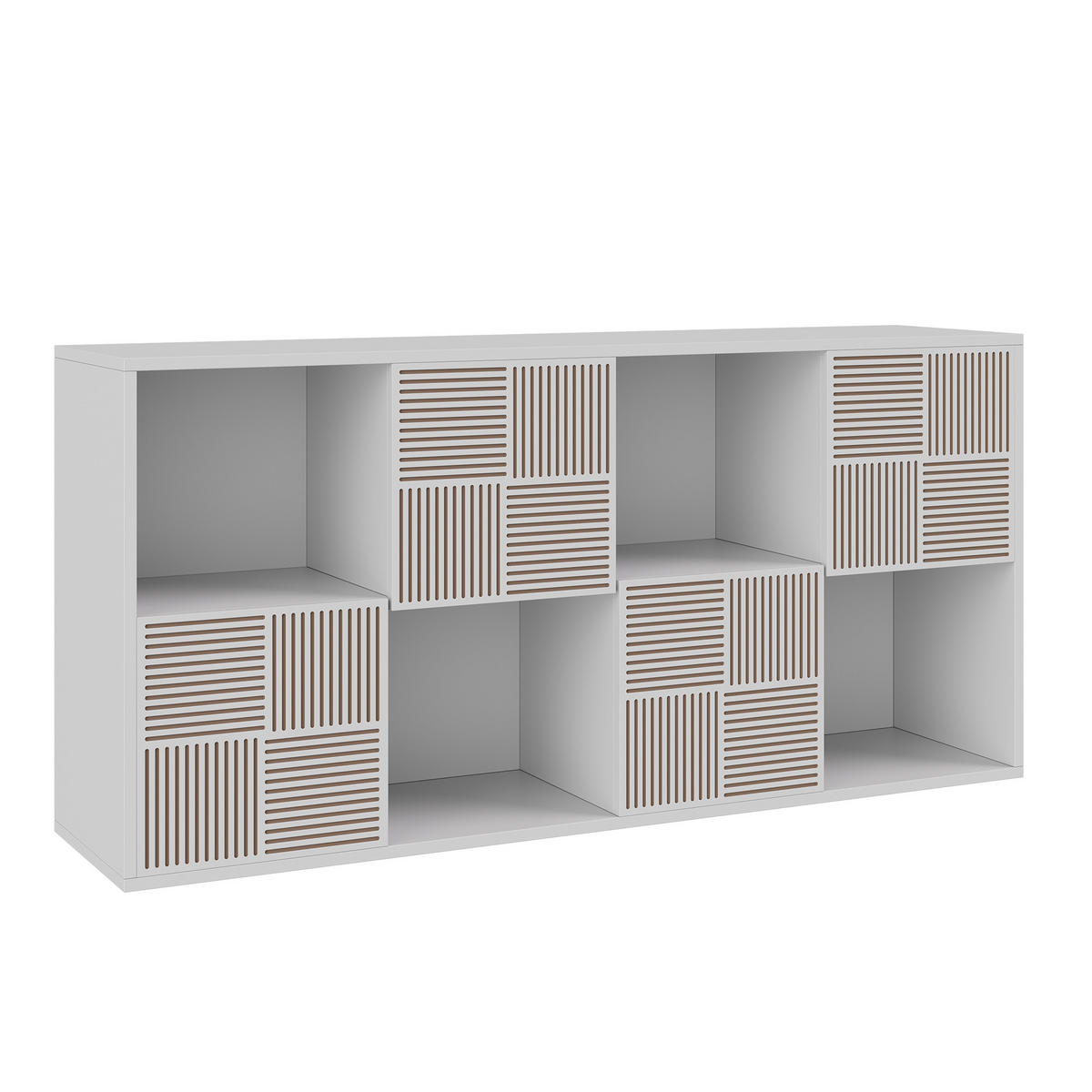 BÜCHERREGAL 125x30x60 cm Holz Lamellen Design Sideboard Aufbewahrung, Weiß - Weiß, Holz (60/125/30cm)