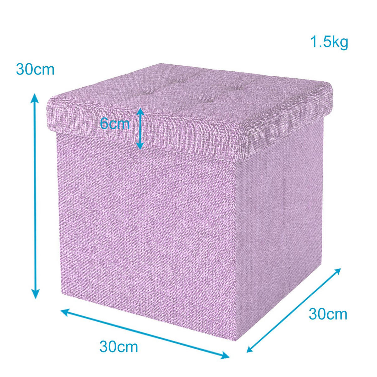 SITZWÜRFEL Faltbar 30/30/30 cm (Rosa) - Rosa, Textil (30/30/30cm) - Intirilife