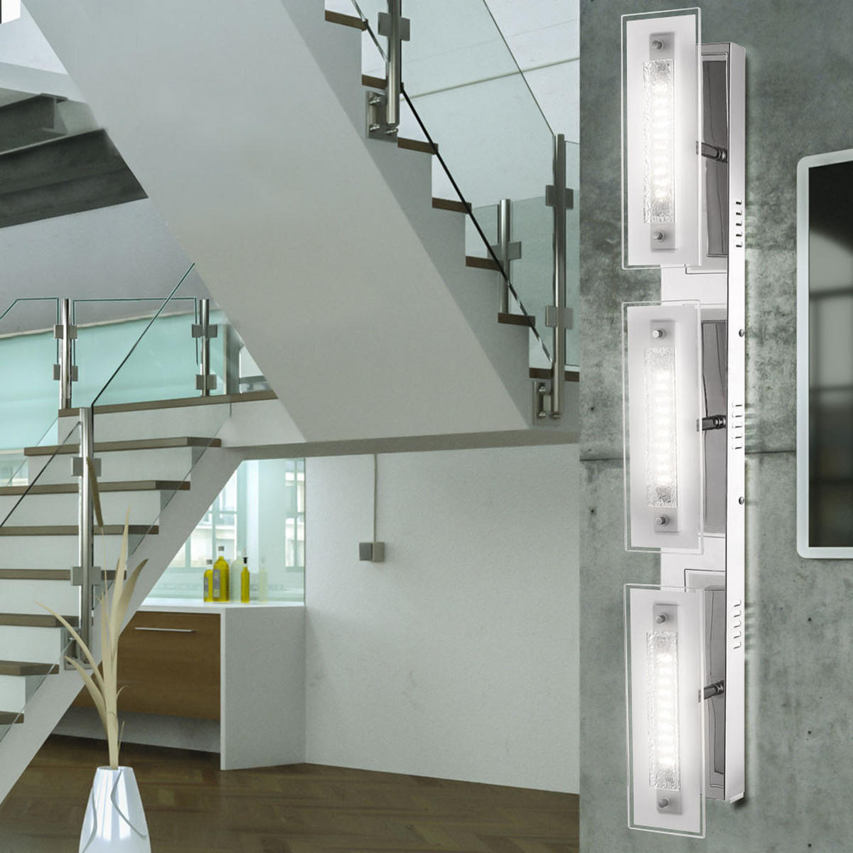 LED WANDLEUCHTE RARENIUM Kristall Silber - Silberfarben, Glas (8/75/11.5cm) - Globo Lighting