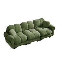 3-SITZER-SOFA DE-34384 Steppdesign und 2 Dekokissen Grün - Grün, Textil (86/90/260cm) - ComfortXL