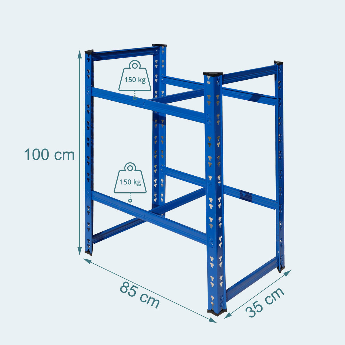 REGÁL NA PNEUMATIKY Modrý ocel pro 4-6 pneumatik 100x85x35 cm - modrá, kov/plast (85/100/35cm) - Relaxdays