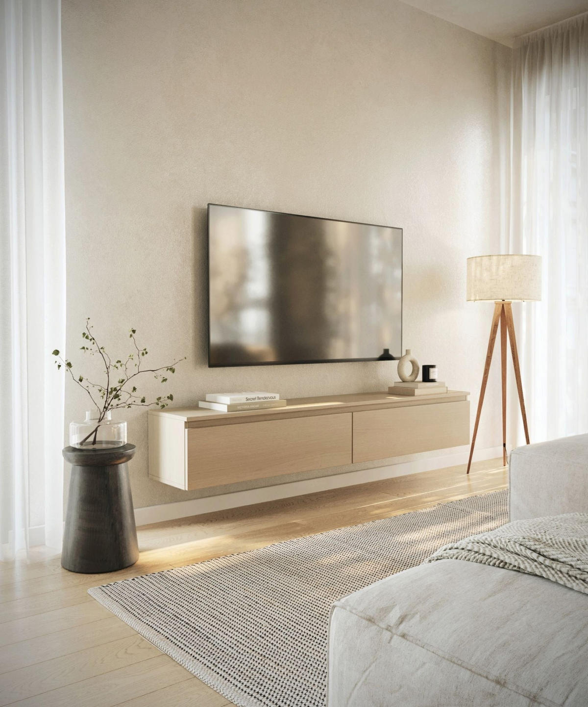 TV stolek Bemmi dub Lindberg 175/28/32 cm - barva dubu, kompozitní dřevo (175/28.4/31.8cm) - Selsey