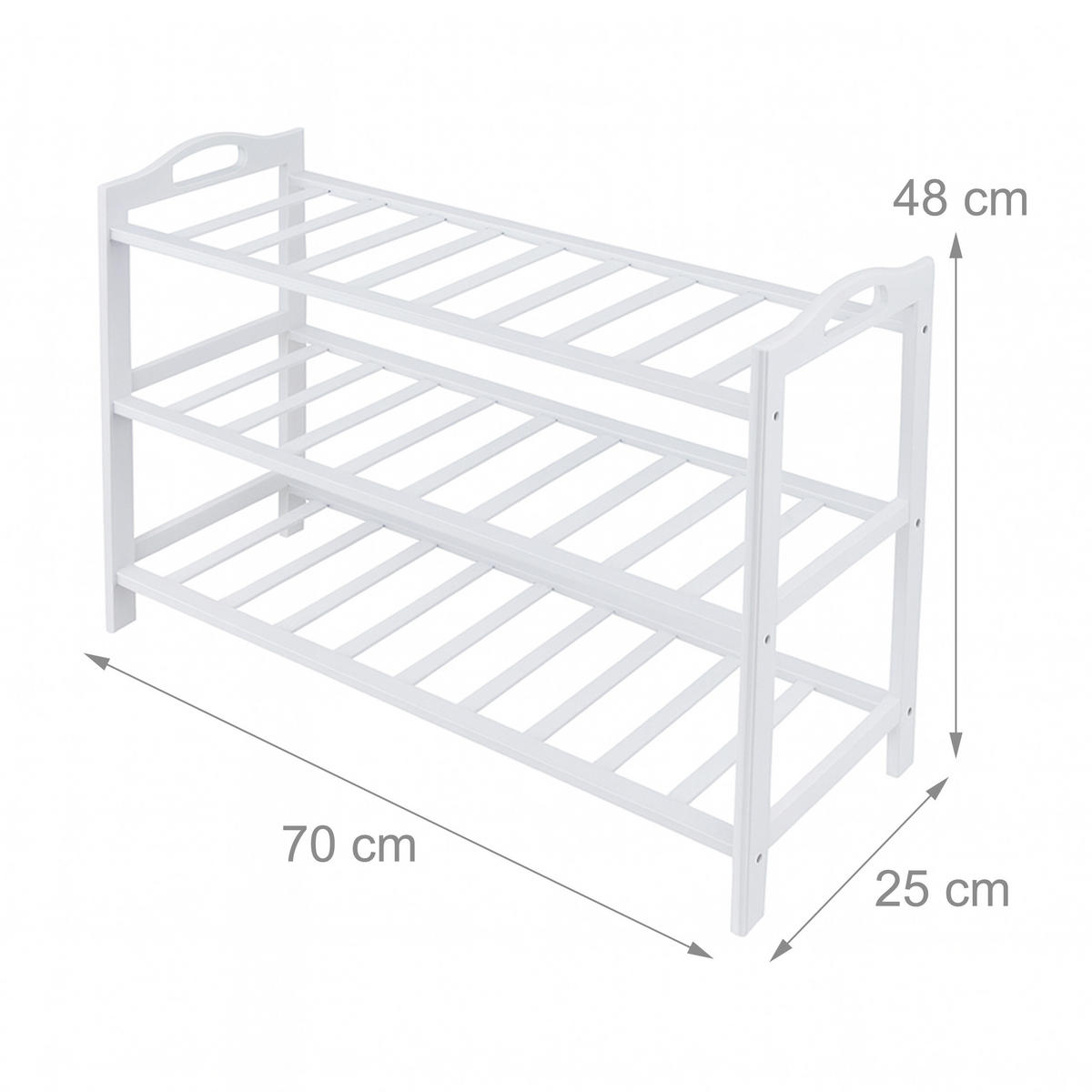 SCHUHREGAL - Weiß, Holz (70/48/25cm) - Relaxdays