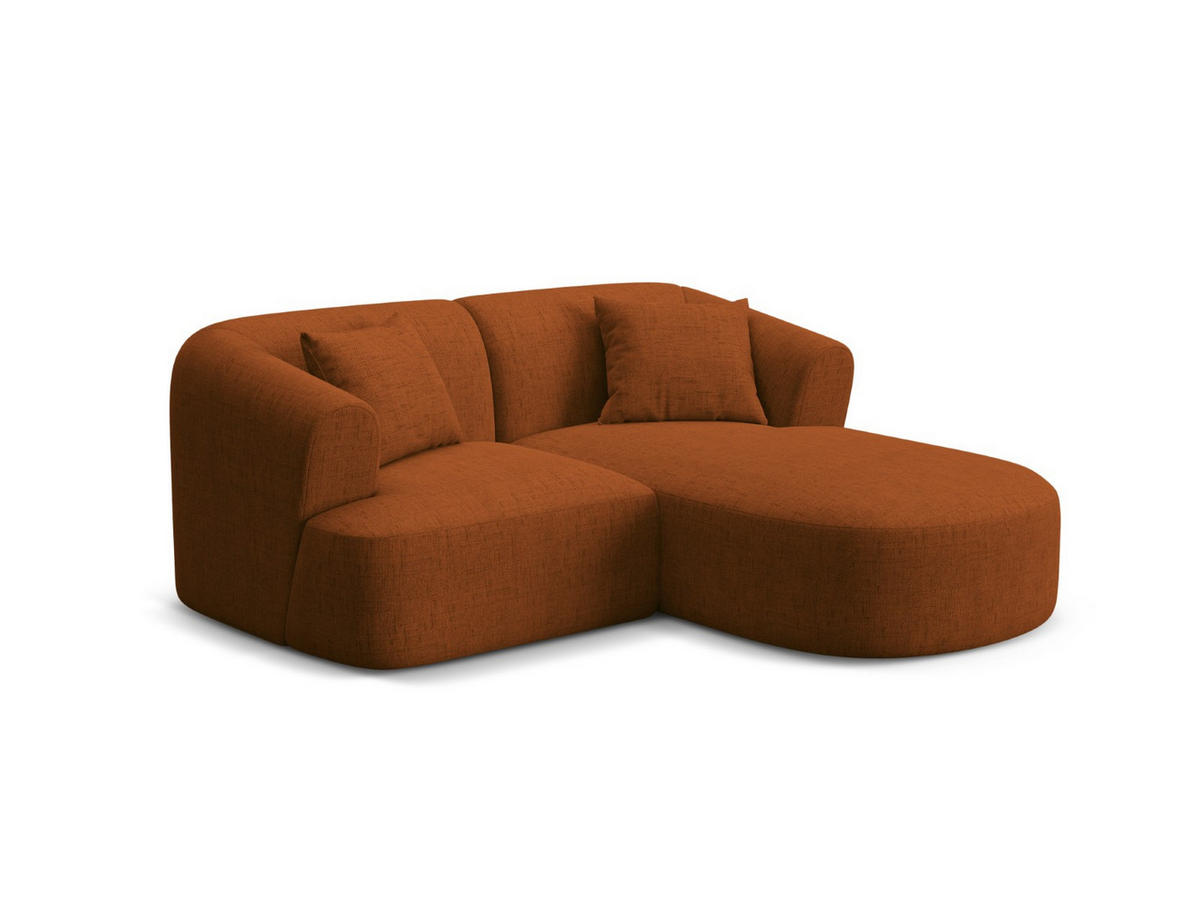 MODULARES-ECKSOFA rechts Campi aus strukturiertem Stoff ziegelrot 3 Sitzplätze - Orange, Textil (156/180cm) - Cosmopolitan Design