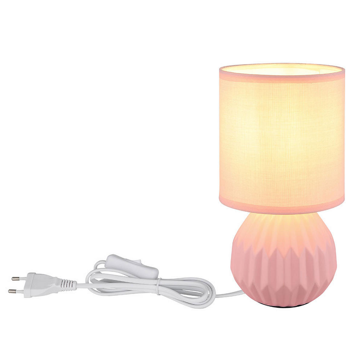 TISCHLEUCHTE Keramik Rosa Textil 2er Set - Rosa, Keramik (12/12/23cm) - Globo Lighting