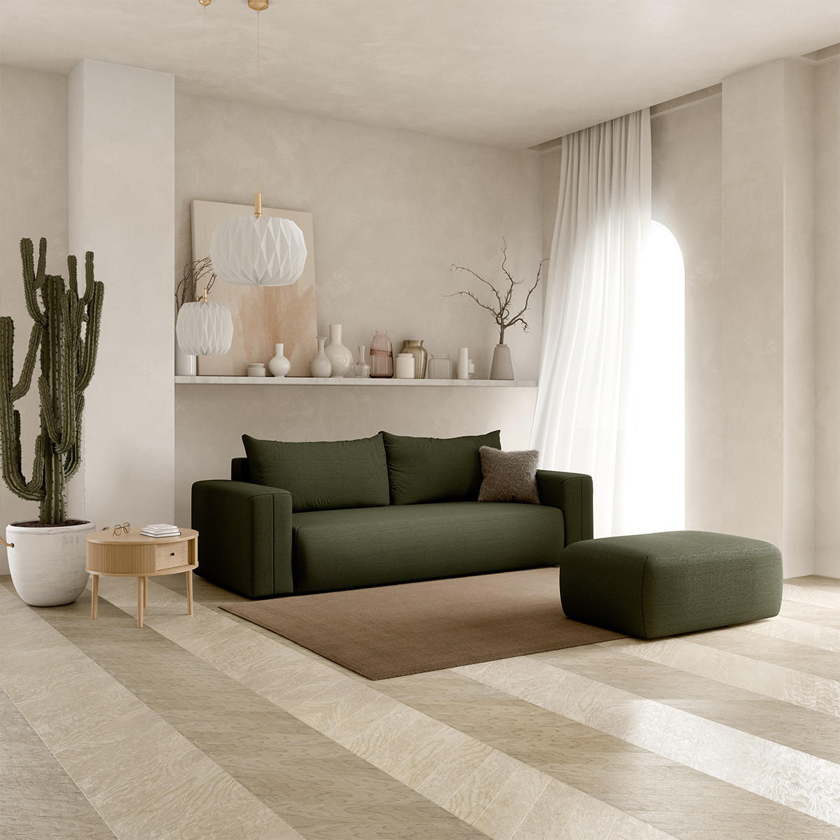 SOFA Bliss 3 Sitzplätze Tannengrün - Grün, Holz (252/72/97cm) - Petits-meubles