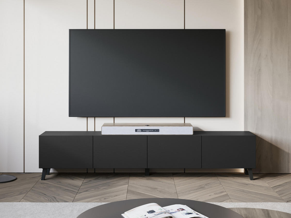TV-LOWBOARD Phuket 190 - Schwarz/Graphitfarben, Holzwerkstoff/Kunststoff (190/40/32cm) - MIRJAN24