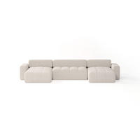ECKSOFA Bouclé-Stoff 10 Sitzer Bornum U, Creme - Creme, Textil (386/70/155cm) - Meblito