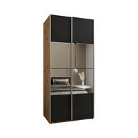 SCHWEBETÜRENSCHRANK 245,5/110/64 2-türig - Silberfarben/Schwarz, Holz/Metall (110/245/64cm) - Abiks Möbel