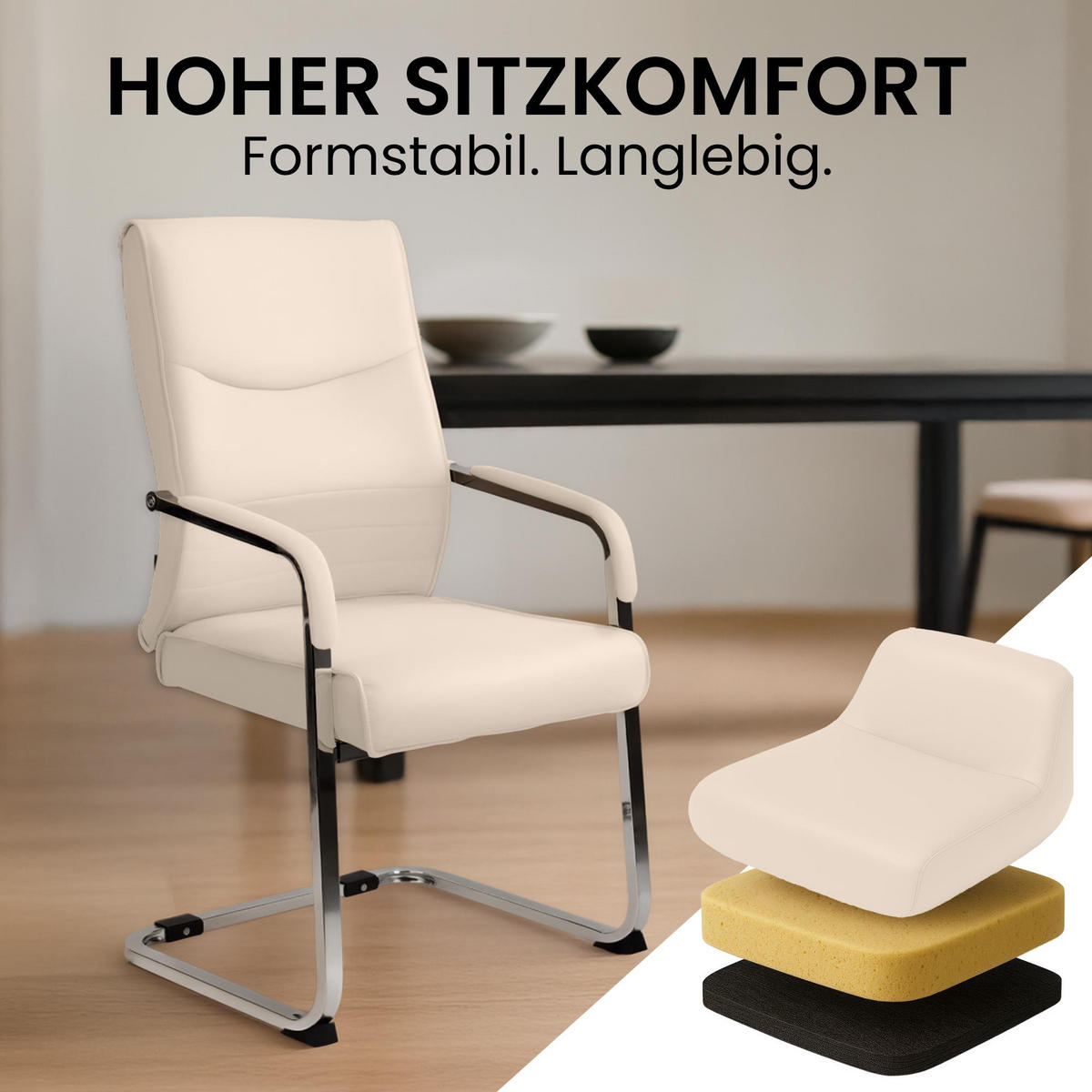 SCHWINGSTUHL Lederlook Creme - Creme, Textil/Metall (55/88/60cm) - CLP