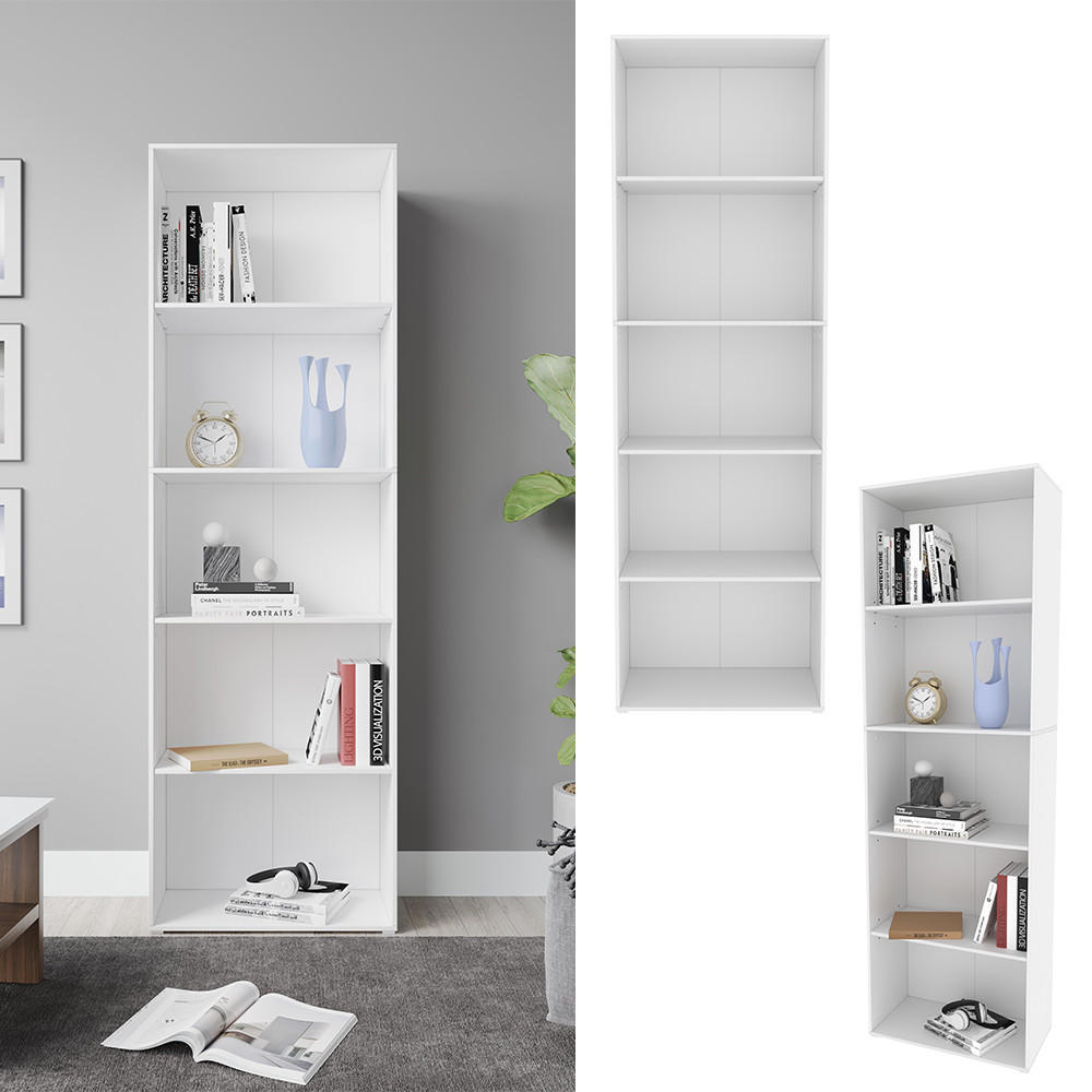 BÜCHERREGAL Bob Weiß 60 x 190 cm mit 5 Fächern - Weiß, Holzwerkstoff (60/190/30.4cm) - Vicco