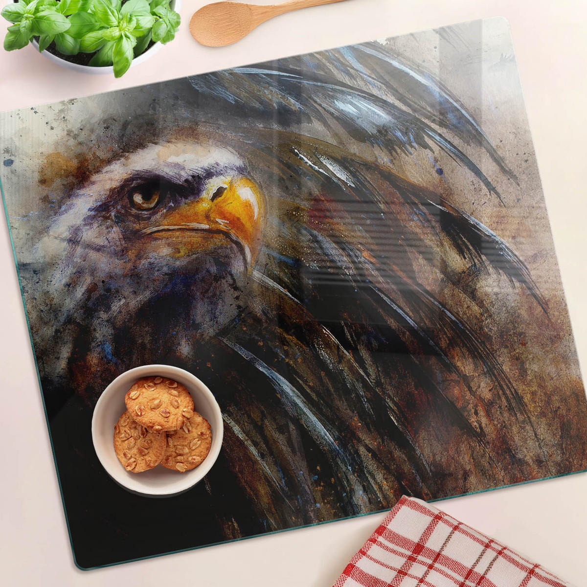 GLASPLATTE 60x52 cm Adler - Braun, Glas (60/0.4/52cm) - TULUP