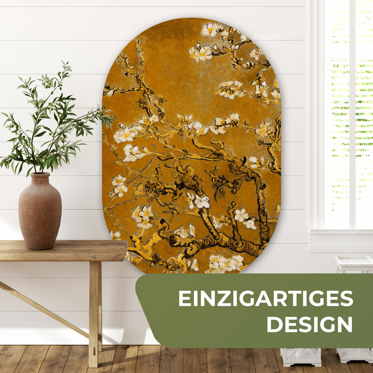 WANDBILD Mandelblüte - Kunst - Van Gogh - Gold 80x120 cm - Wengefarben, Kunststoff (80/120cm) - MuchoWow