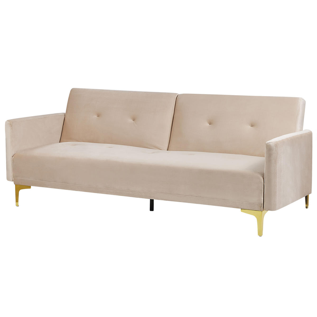 3-SITZER-SCHLAFSOFA Samtstoff Beige Lucan - Beige, Textil (190/75/90cm) - Beliani
