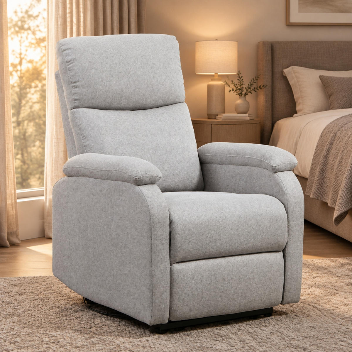 RELAXSESSEL in Grau 69x91,5x103 cm mit Liegefunktion und verstellbarer Rückenlehne - Grau, Textil (91.5/103/69cm) - IVMEU