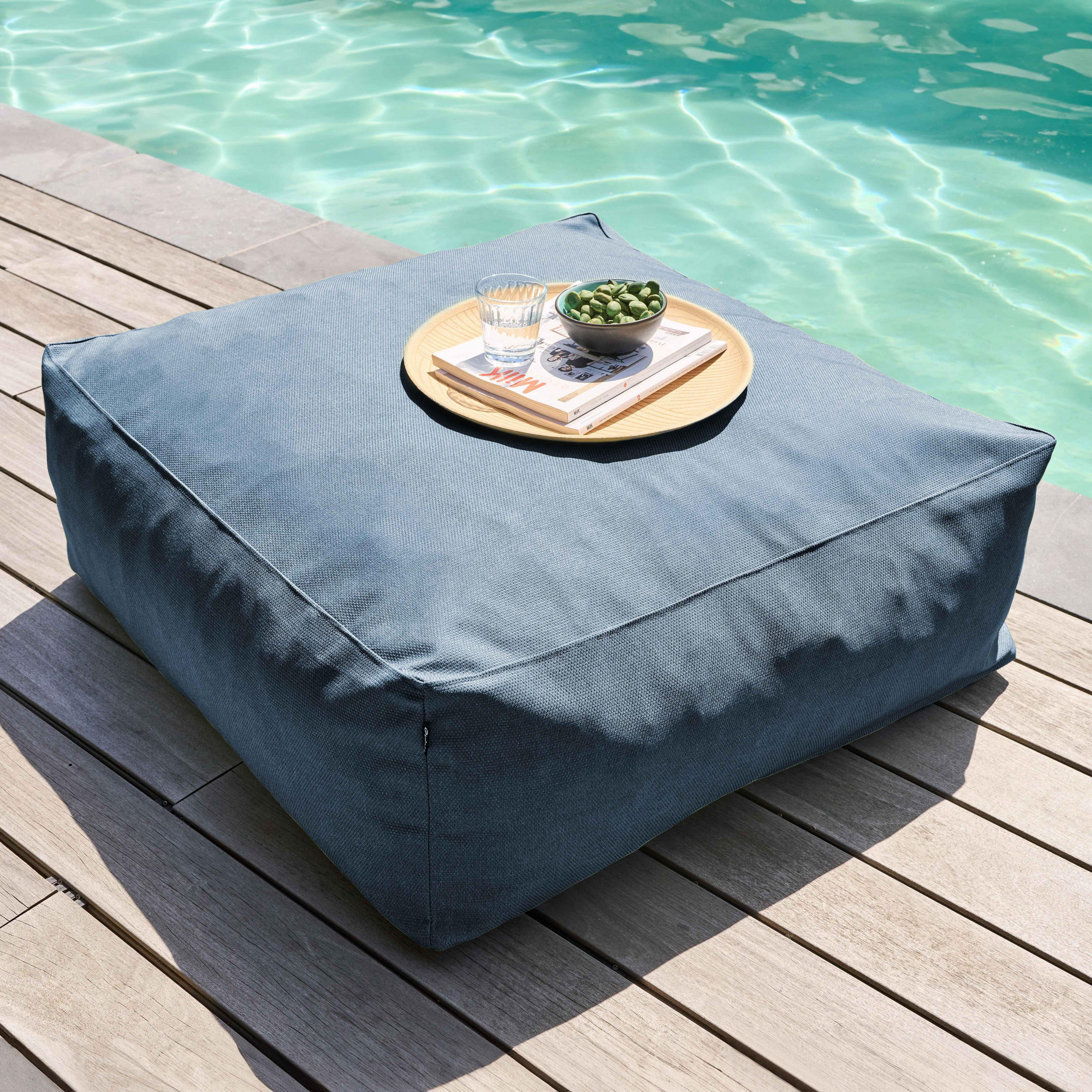 OUTDOOR-SITZSACK, Pazifikblau - Blau, Textil (85/30/85cm) - Oviala