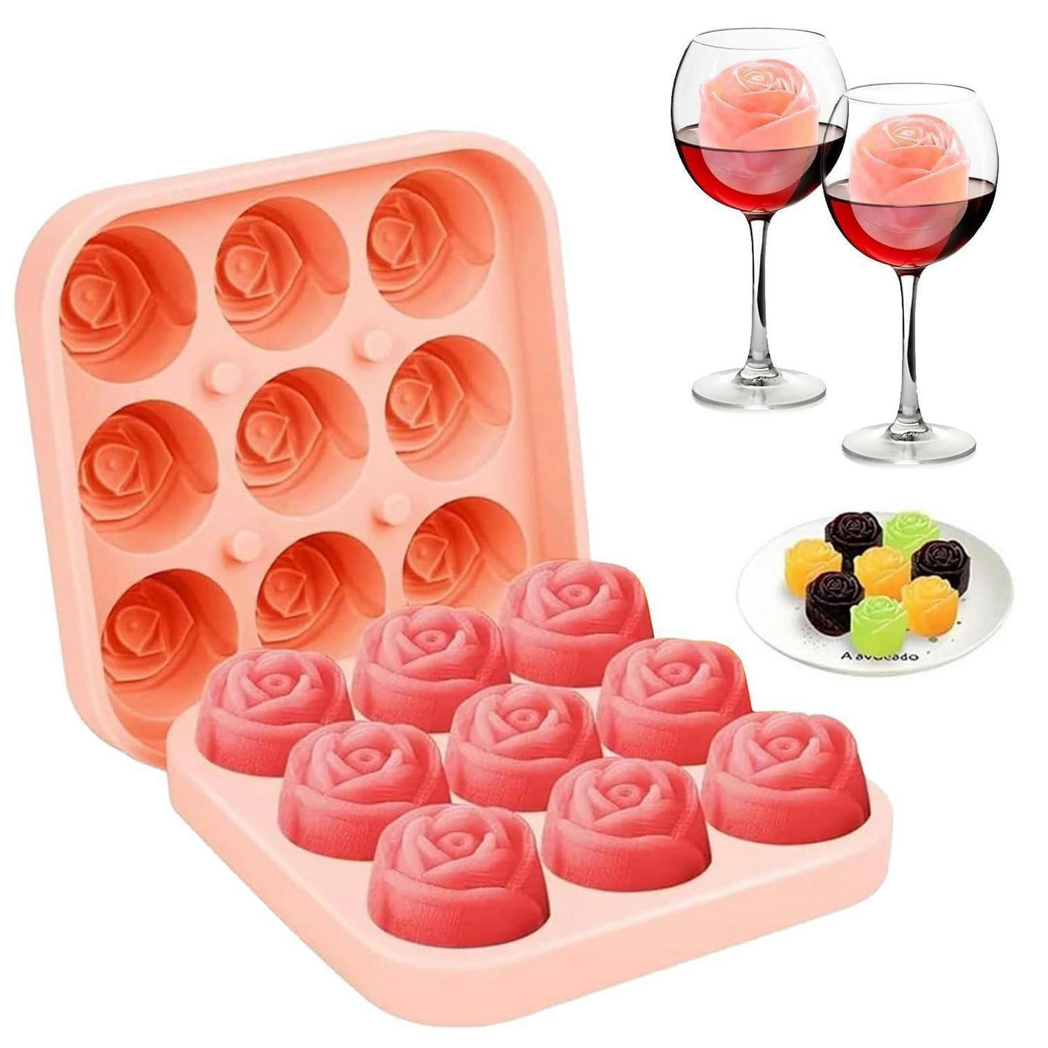 EISWÜRFELFORM Silikon Rosen-Design mit Deckel Rosa - Rosa, Kunststoff (12.5/3.5/12.5cm)