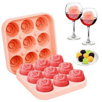 EISWÜRFELFORM Silikon Rosen-Design mit Deckel Rosa - Rosa, Kunststoff (12.5/3.5/12.5cm)