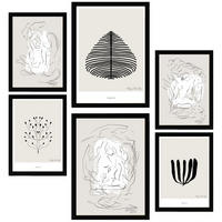 POSTER Set Mit 6 Schwarze & Beige Abstrakte Kunst A3 & A4 Schwarzer Rahmen - Schwarz, Papier (29/3cm) - Nacnic