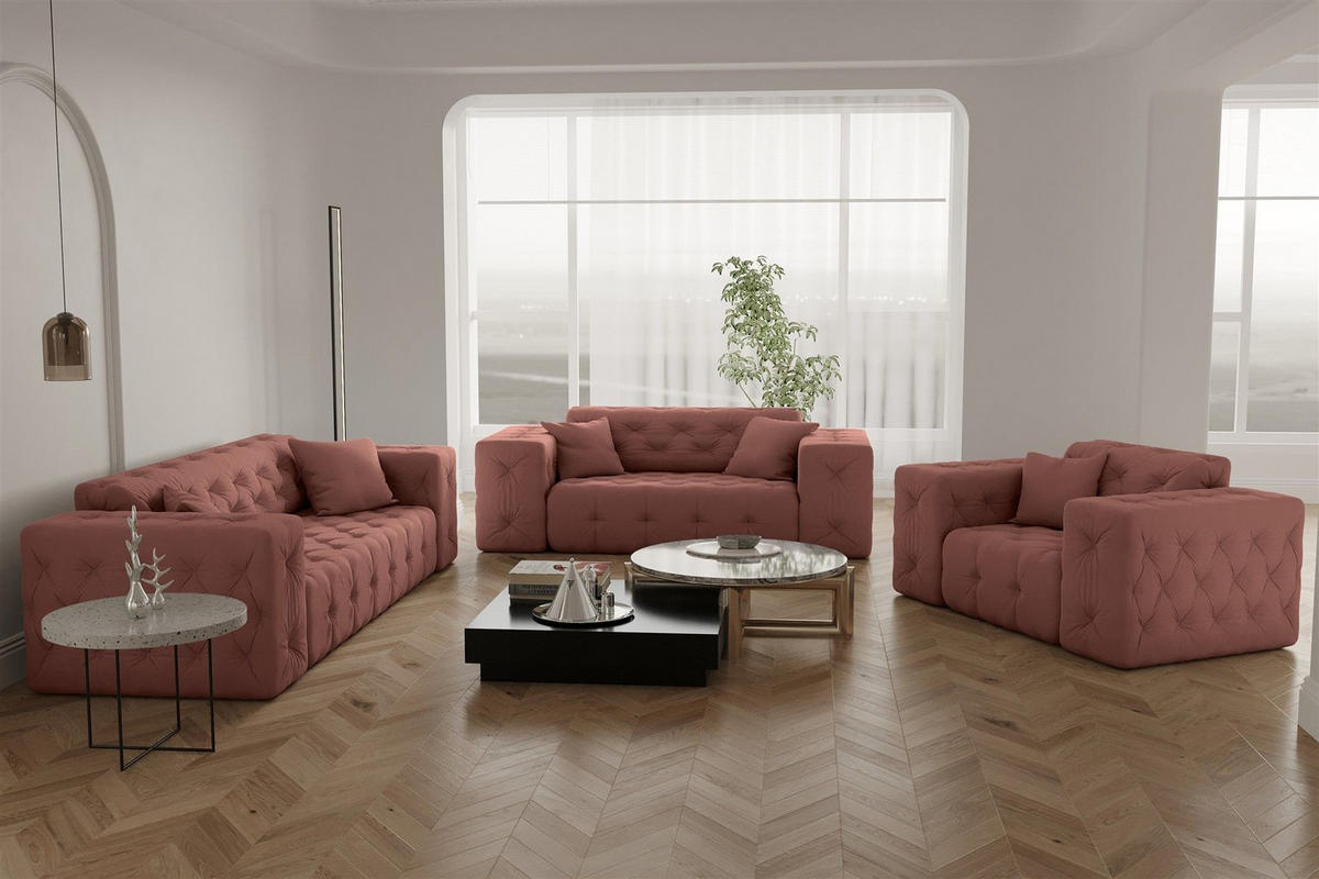 SESSEL Chantal - Rosa, Holzwerkstoff/Textil (121/78/96cm) - Fun Möbel