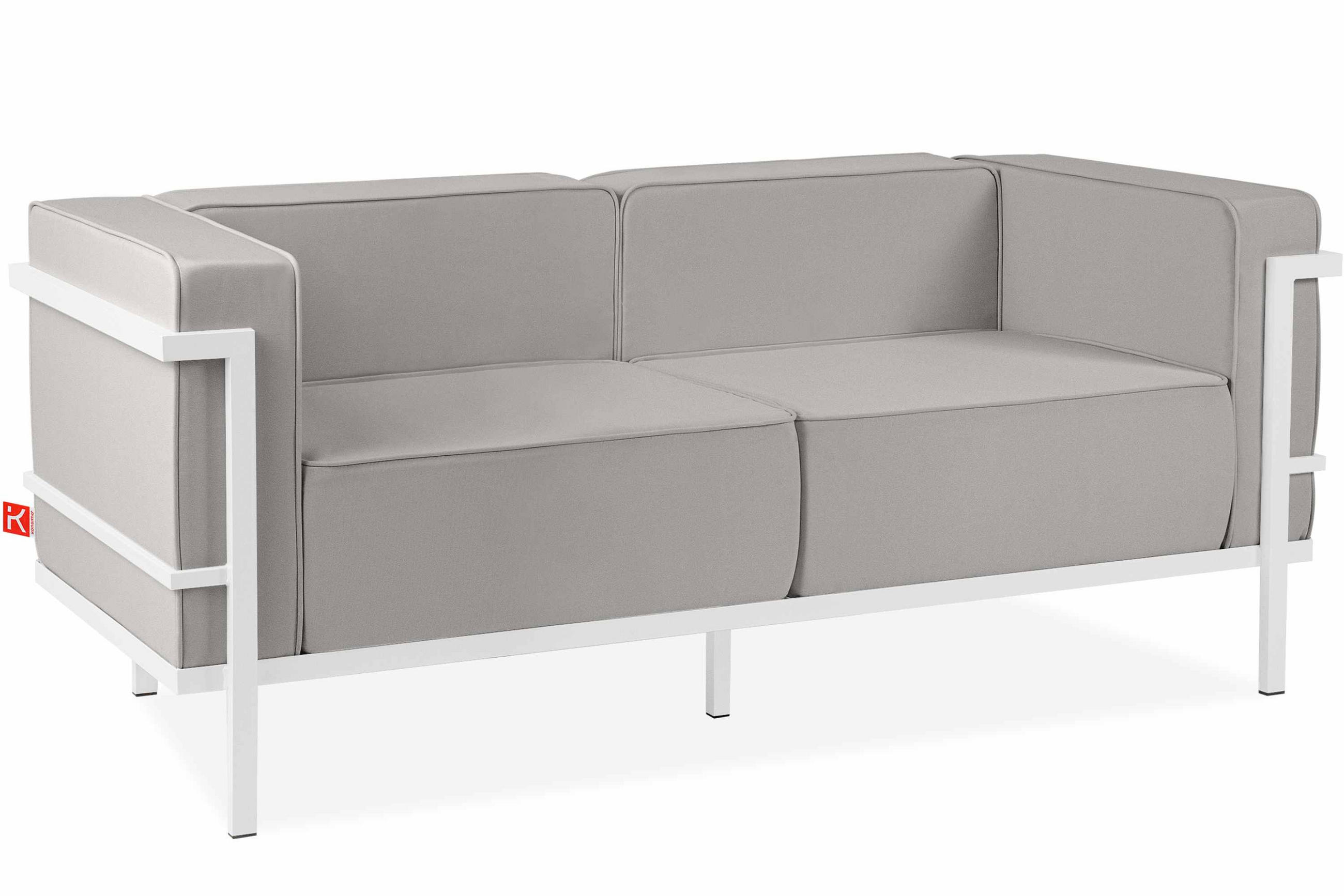 Konsimo® Gartensofa Weiß, Hellgrau 164x70x69 cm