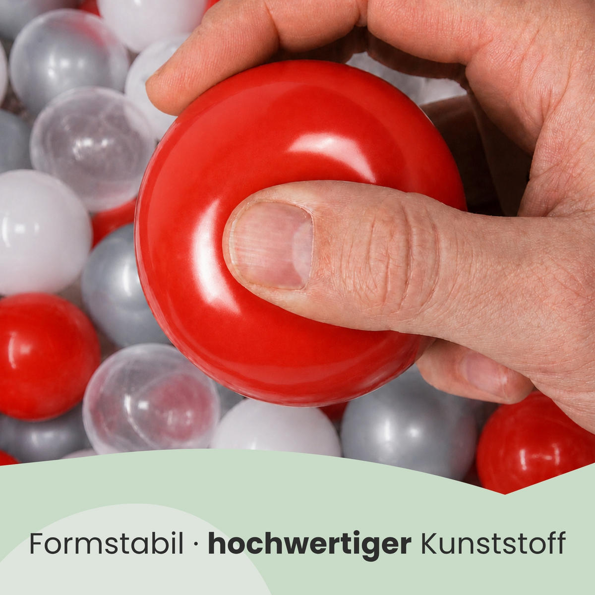 BÄLLEBAD-BÄLLE 200 Stück, Rot/Grau/Weiß/Transparent, 5.5 cm - Rot, Kunststoff (5.5/5.5/5.5cm) - Littletom