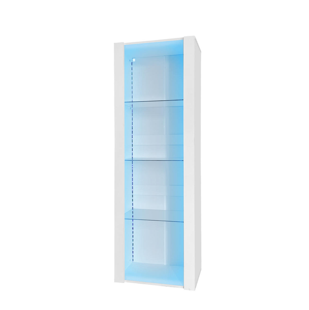 VITRINA 55/38/166 cm bijela, visokog sjaja, s LED osvjetljenjem i 3 staklene police - bijela, drvni materijal (55/166/38cm) - BEAOK