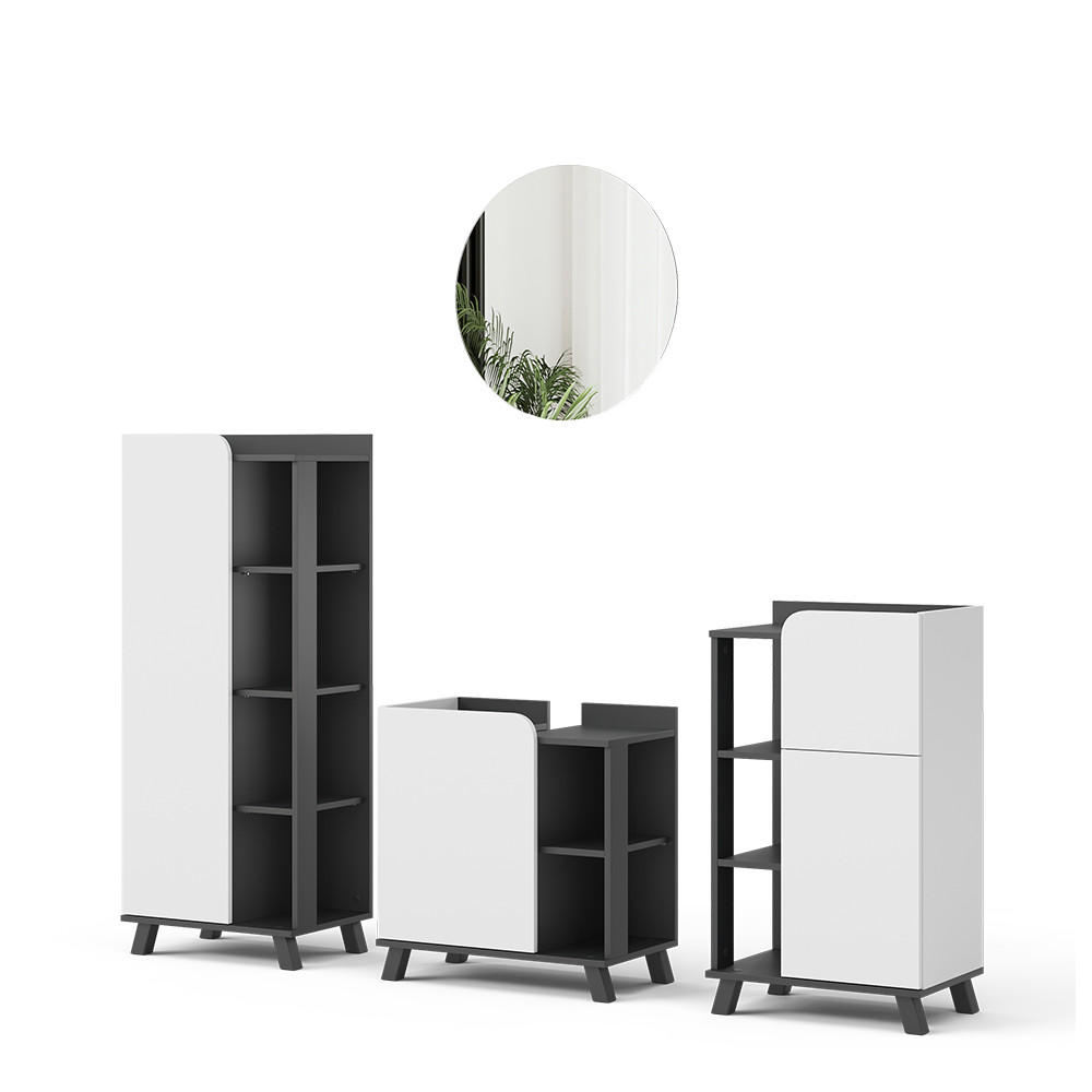BADRUMSMÖBELSET Karen Antracit/vit 4 delar Antracit, Vit 65/60/35 cm