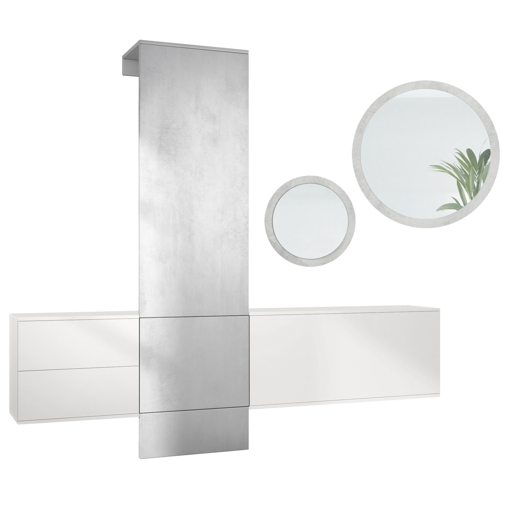 GARDEROBE DualVista Beton Oxid Optik - Hellgrau, Holzwerkstoff (208/193/35cm) - Vladon